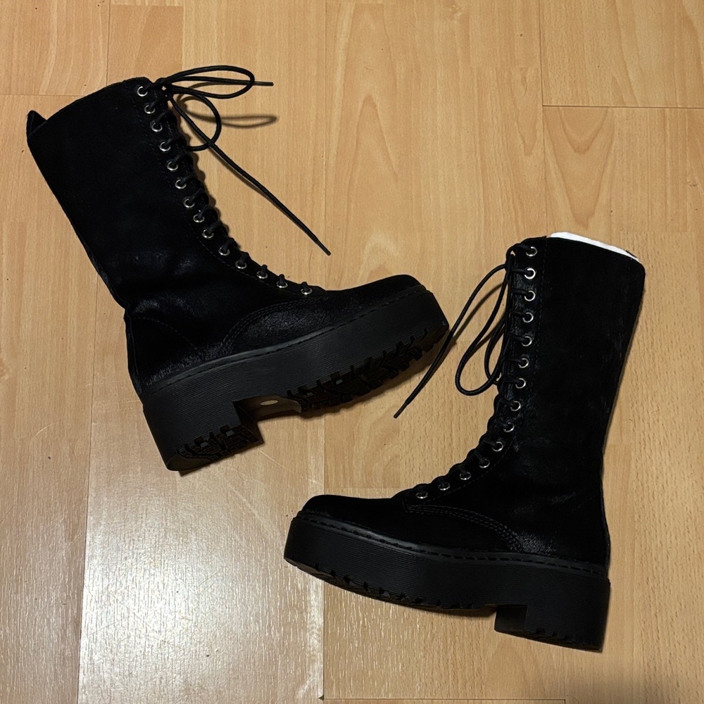 Jeffrey Campbell Black Lace-Up Boots